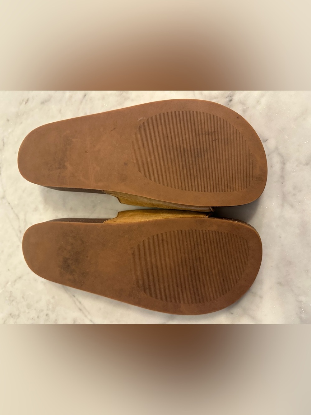 MADEWELL Aileen Slide Sandals Tan Leather & White Rope Laces Sz 9 Retail $98 EUC - Picture 5 of 5